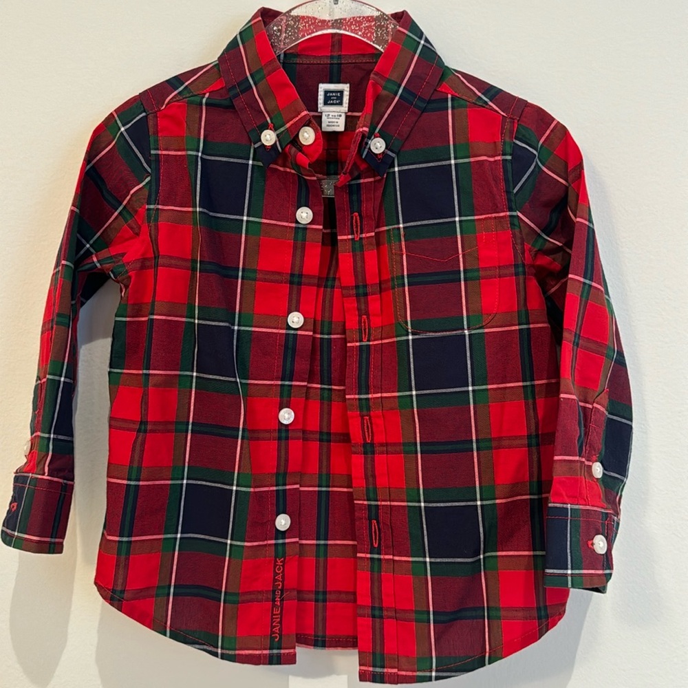 Janie and Jack plaid Oxford shirt for boys 12-18 months